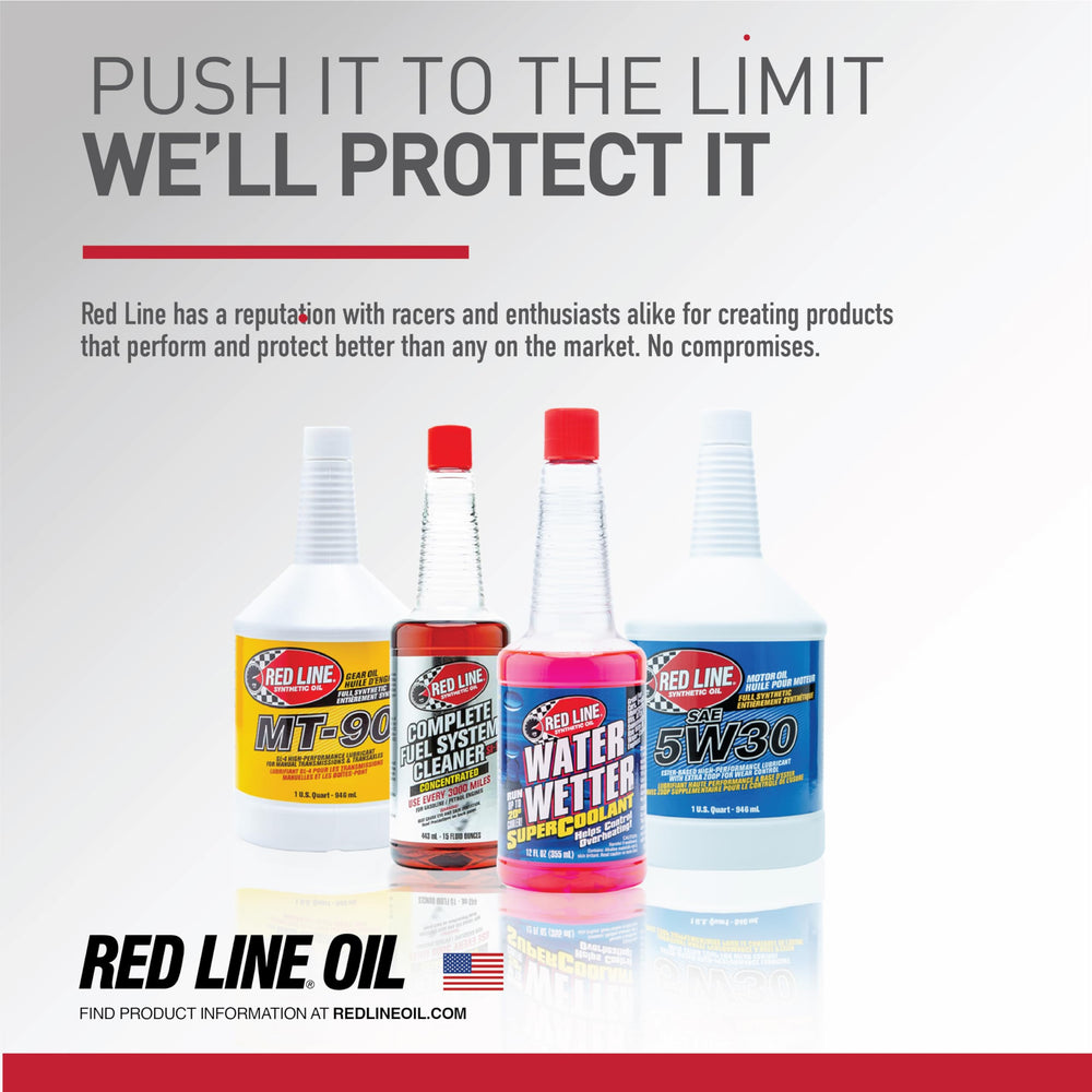 Red Line 15404 bottle in engine bay during service, suited for performance engines benefit