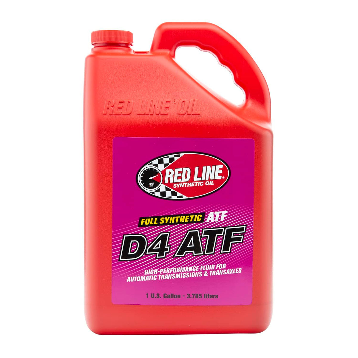 Red Line front label showing product and gallon size, quick identification benefit