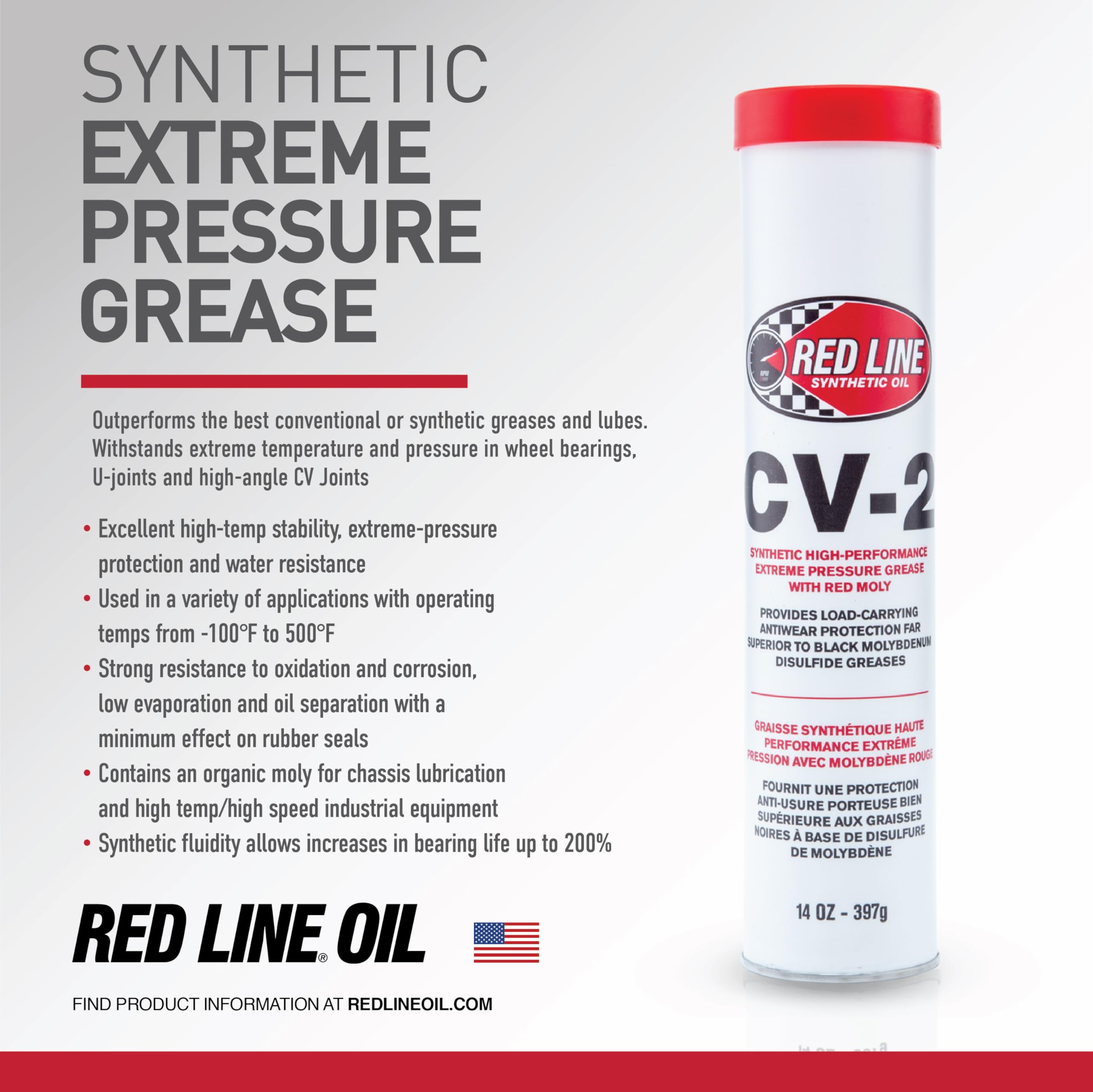 Red Line grease texture close-up demonstrating thick tacky film strength