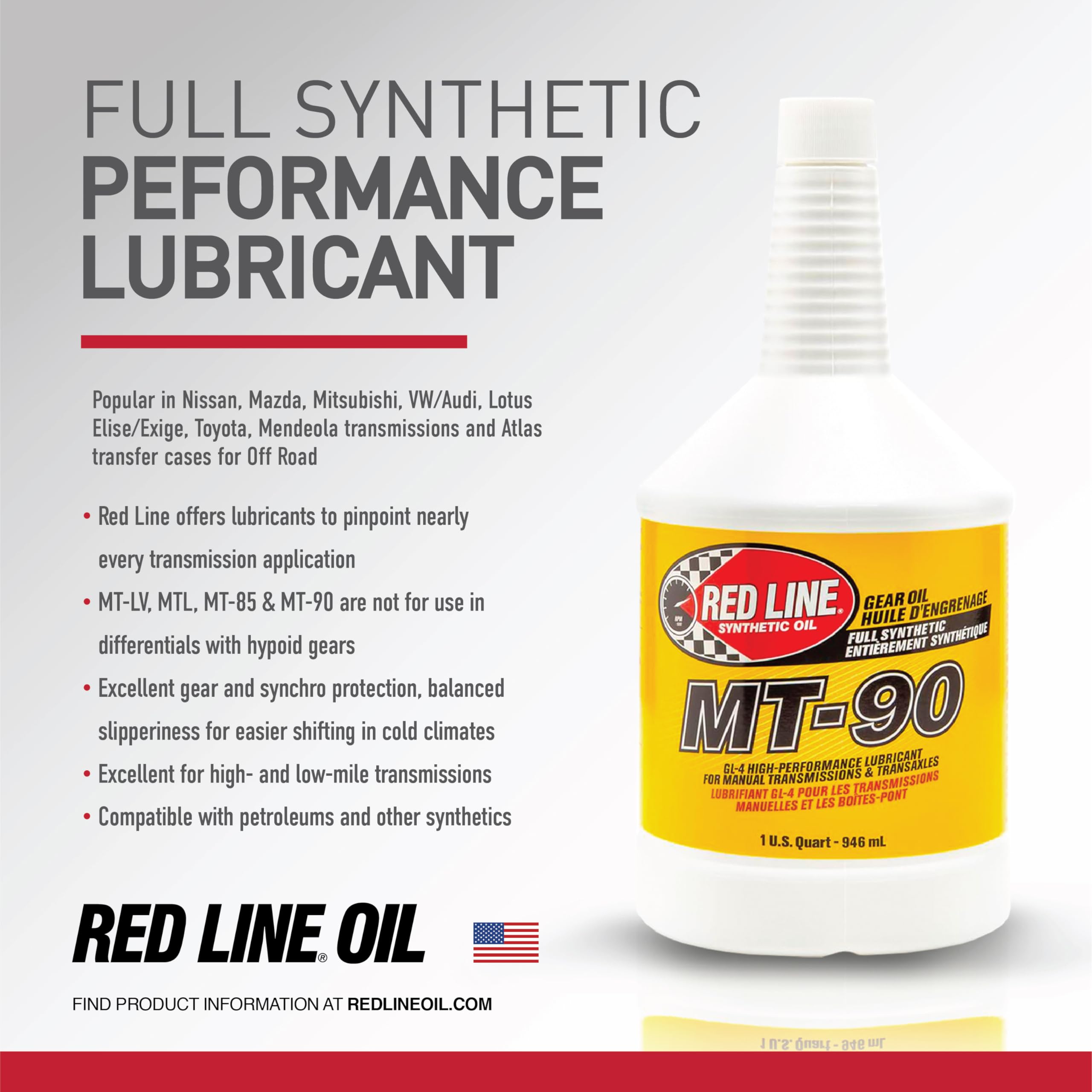 Pouring Red Line MT-90 into a transmission demonstrating clean application and control