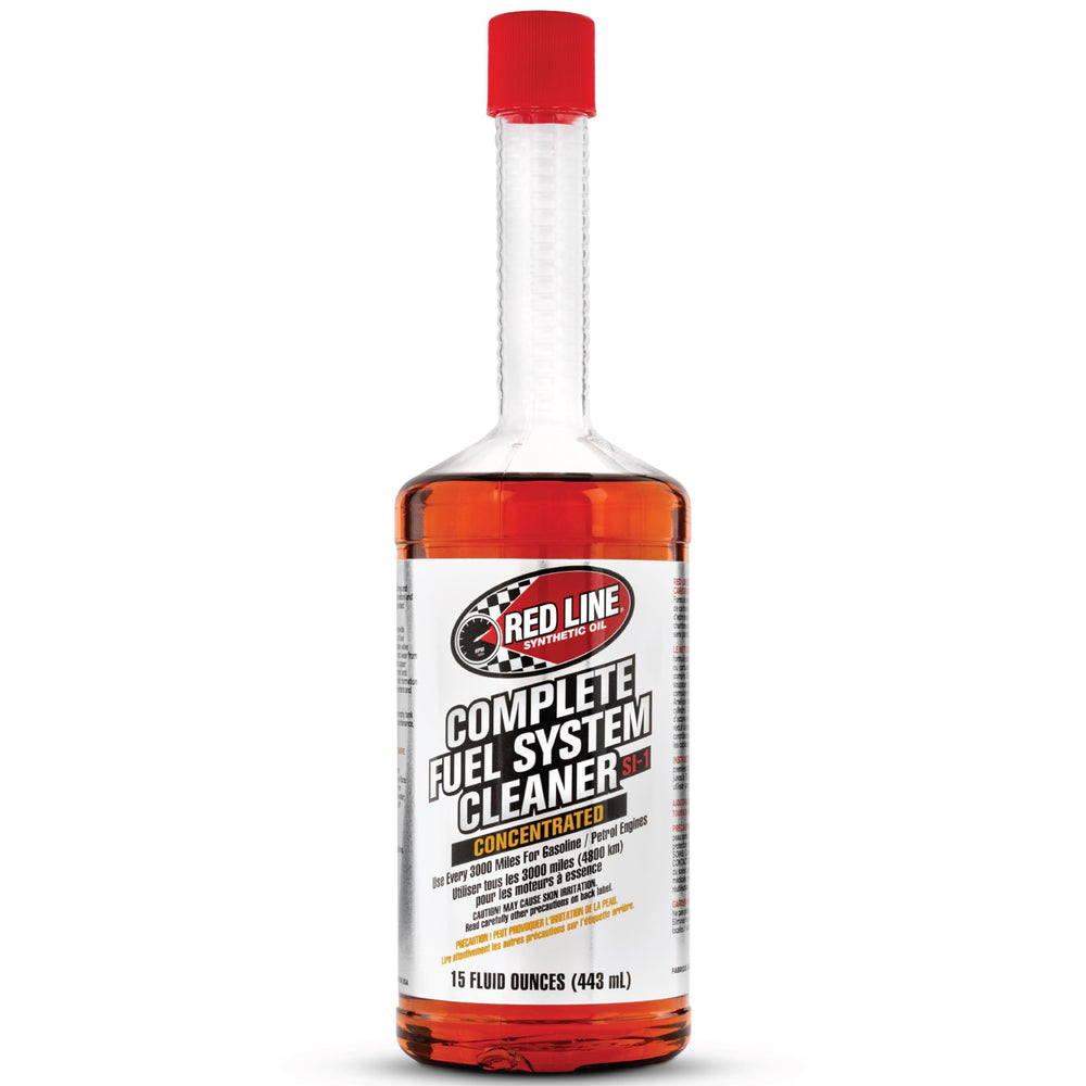 Red Line bottle front label showing product identity and benefit