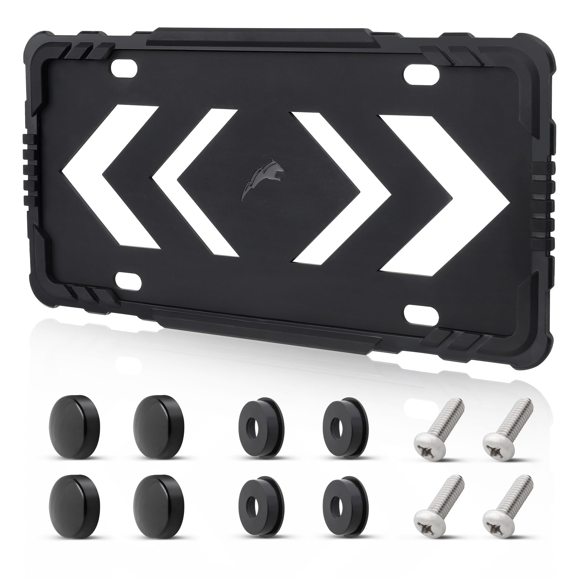 RED WOLF front view of frame showing unobstructed plate and protection