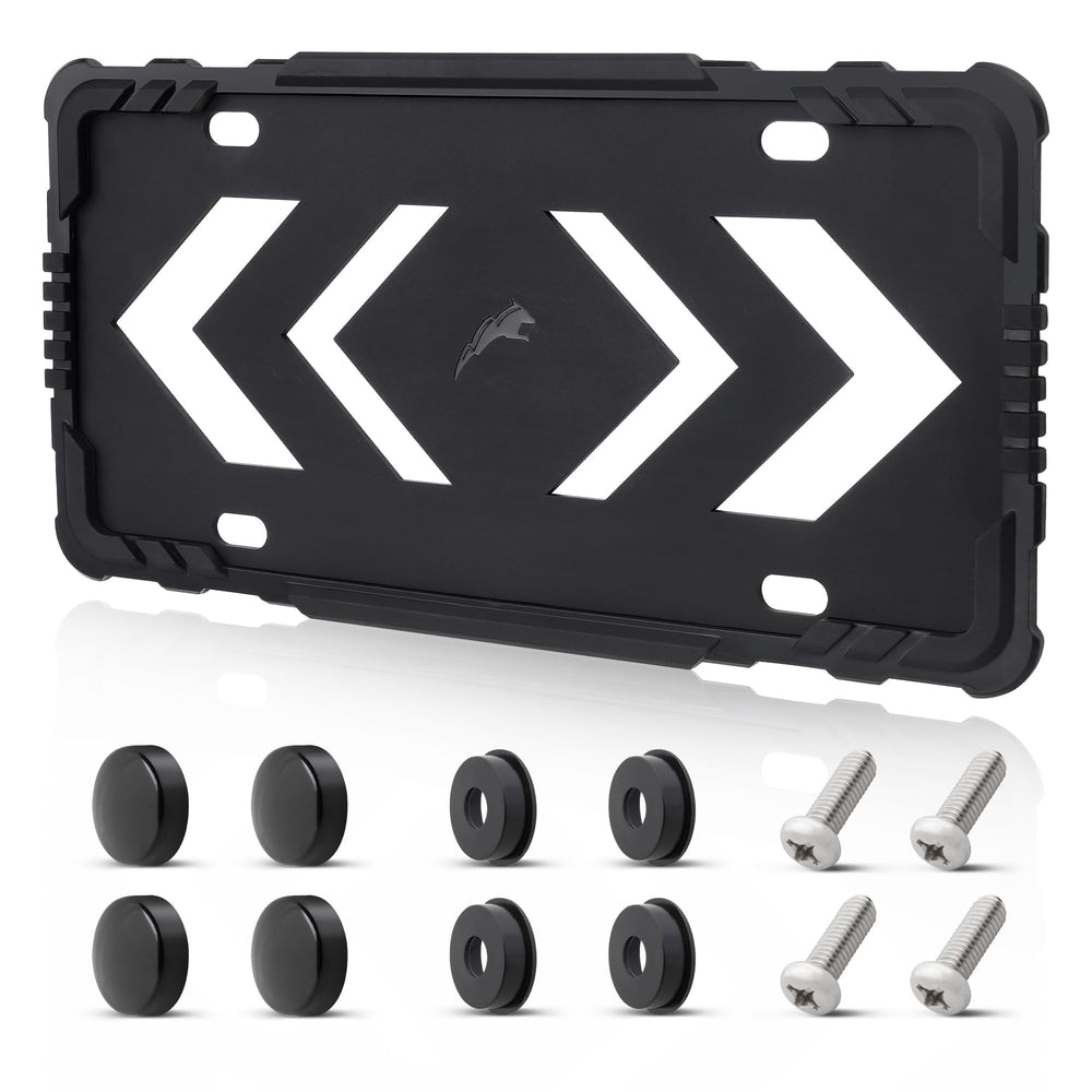 RED WOLF front view of frame showing unobstructed plate and protection