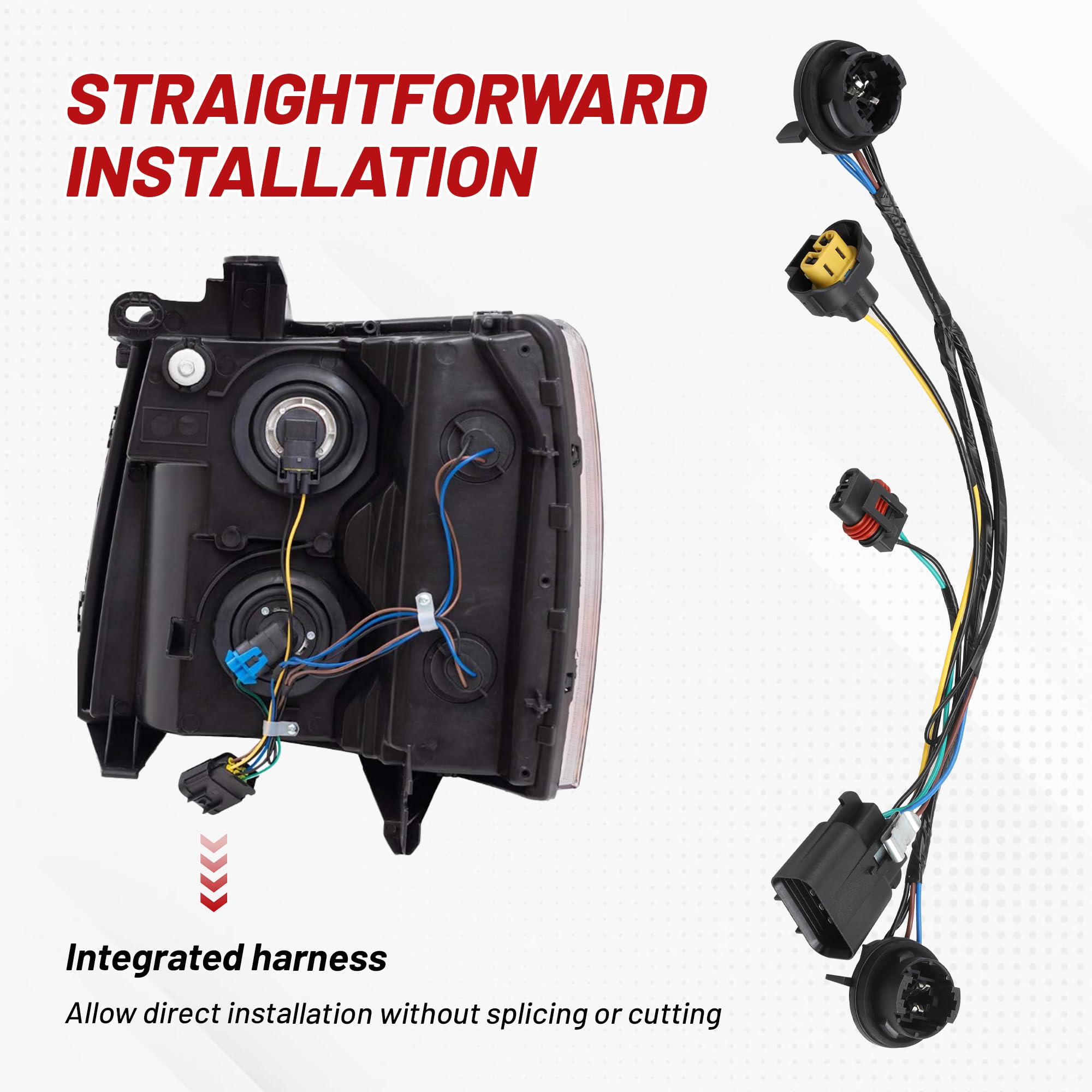 RED WOLF installed in Silverado headlamp area showing practical vehicle repair