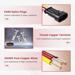 RED WOLF pre-stripped wires displayed to show quick-install advantage
