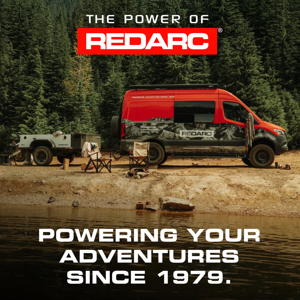 REDARC packaged kit with warranty card emphasizing durable build and two‑year coverage