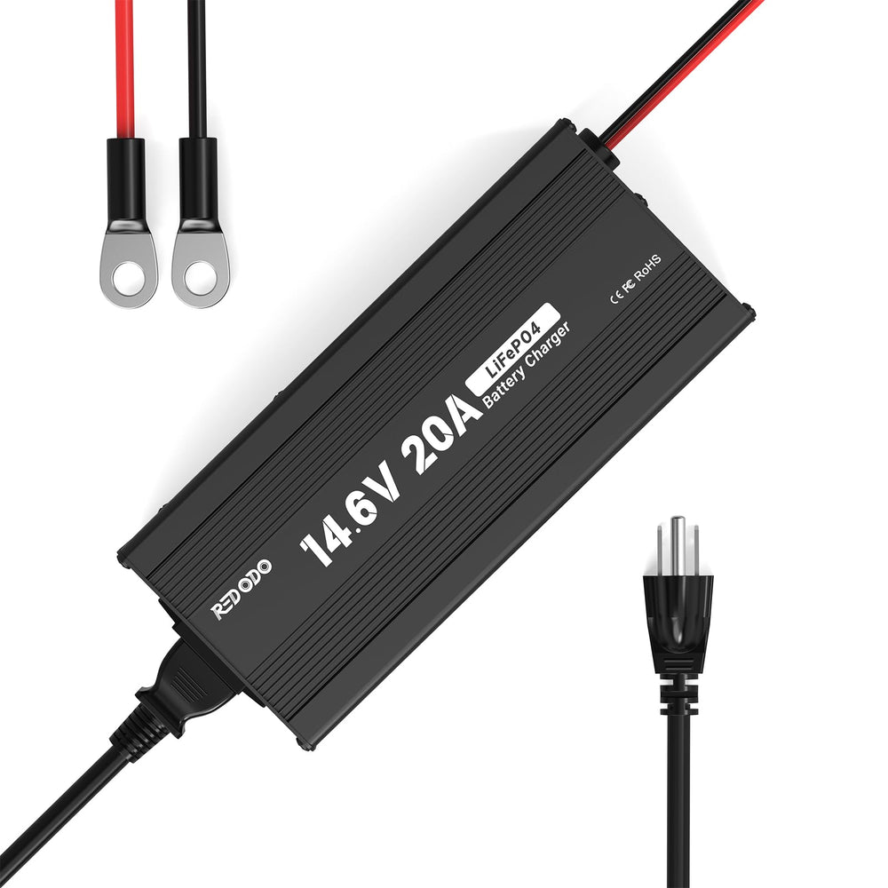 Redodo front view of charger showing ports and vents for reliable cooling