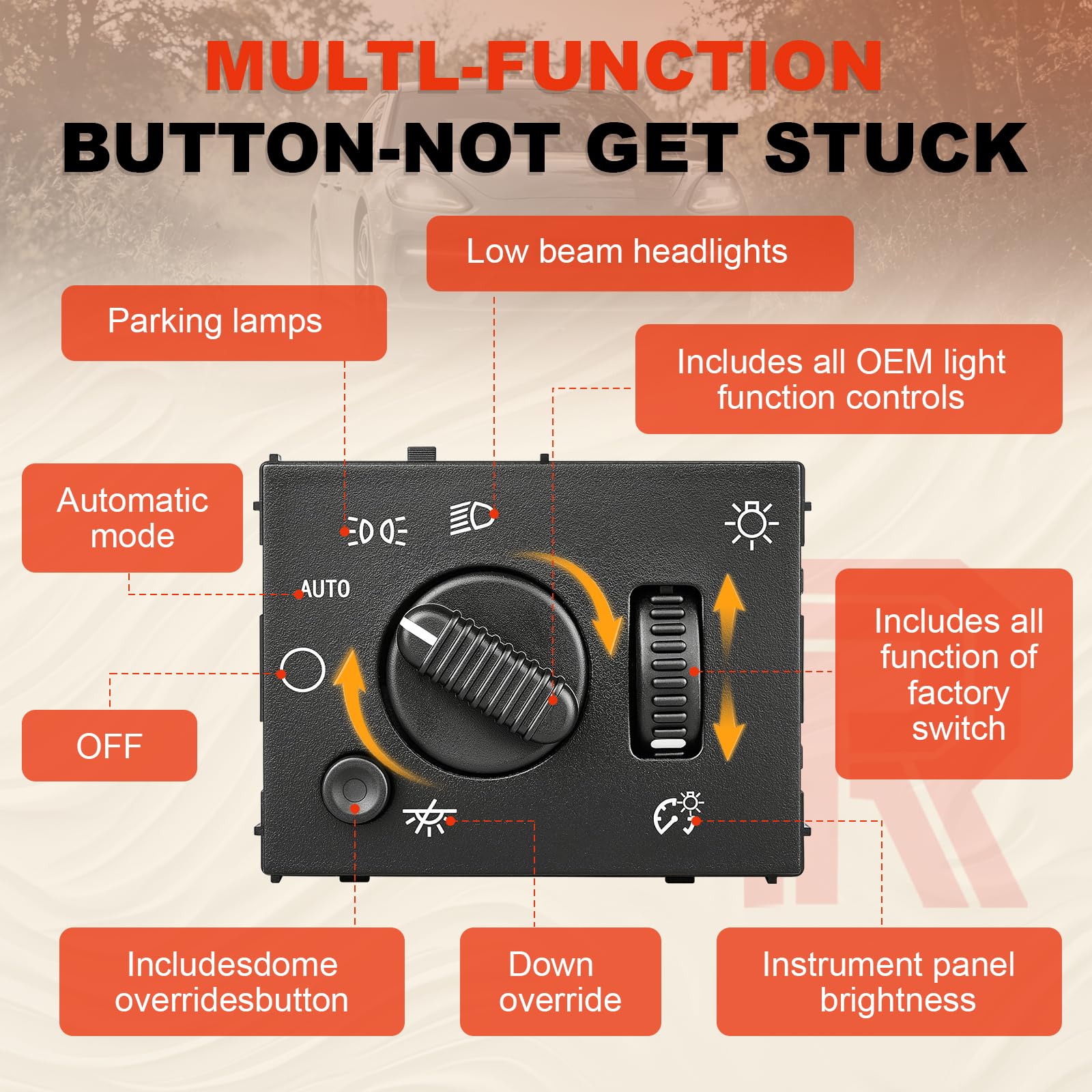Reeoutdoor installed headlight switch in dash demonstrating proper OEM-style fitment