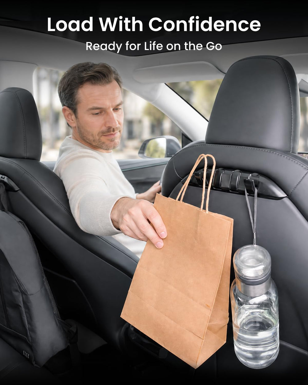 REEVAA hook supporting grocery bag showing secure-load benefit