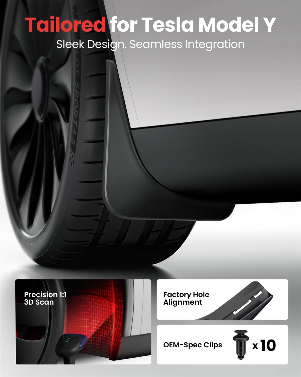 REEVAA installed front left wheel well view proving seamless fit and splatter prevention