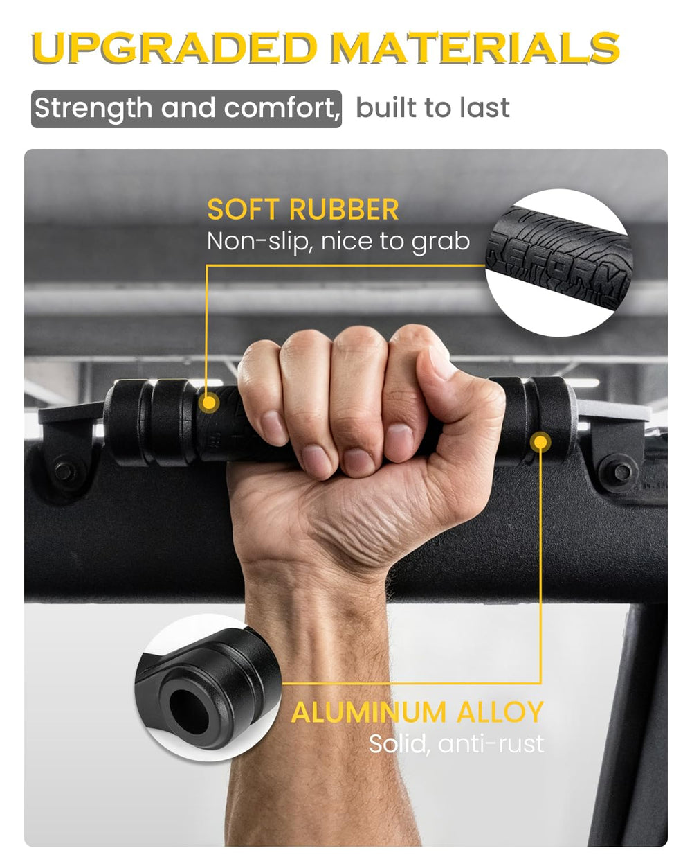 REFORM DESIGN handle next to a wrench showing size and quick-install benefit