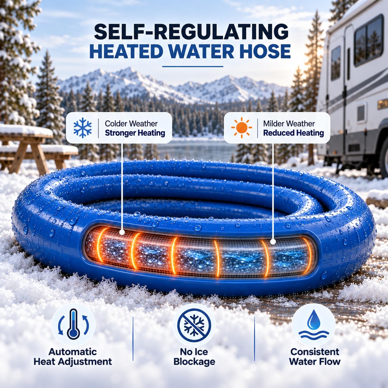 REHOSEUP hose attached to RV faucet providing on-demand drinking water