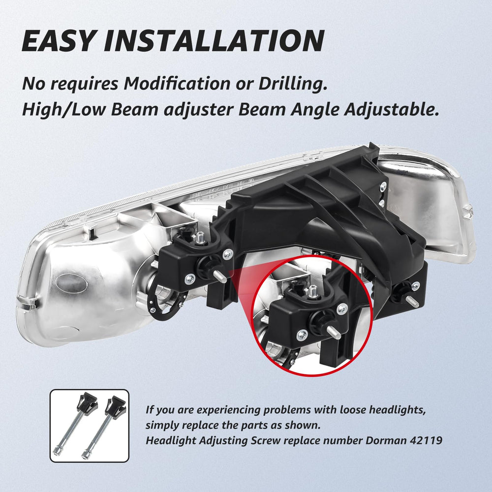 Reinko headlights rear view with connector for plug-and-play installation