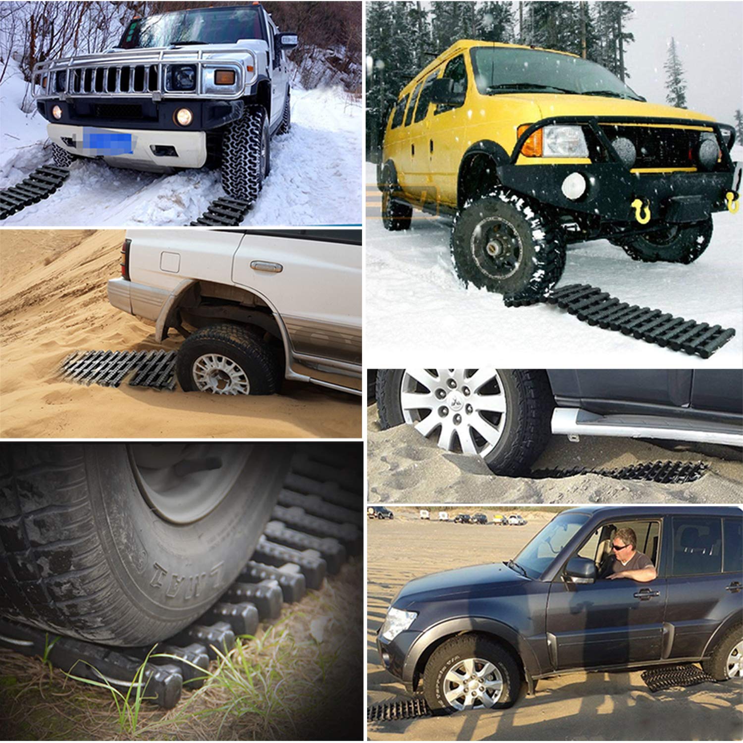 Reliancer tracks used roadside in winter providing quick traction in snow