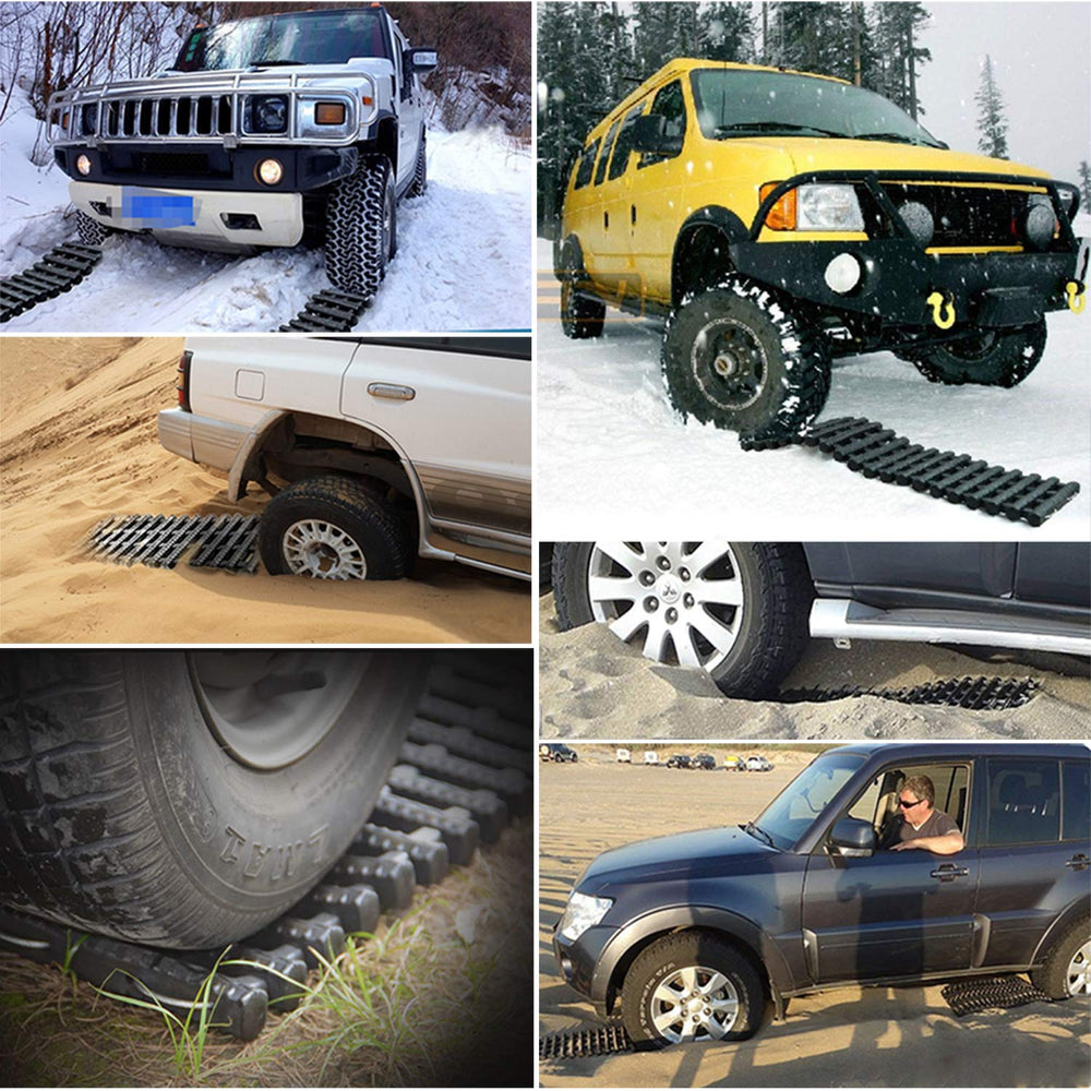 Reliancer tracks used roadside in winter providing quick traction in snow
