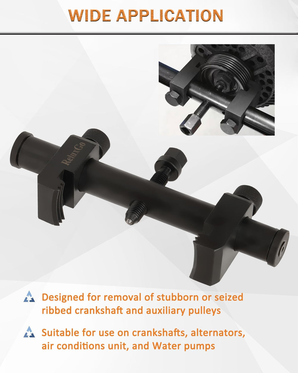 ReluxGo close-up of threaded shaft demonstrating strong, centered extraction force