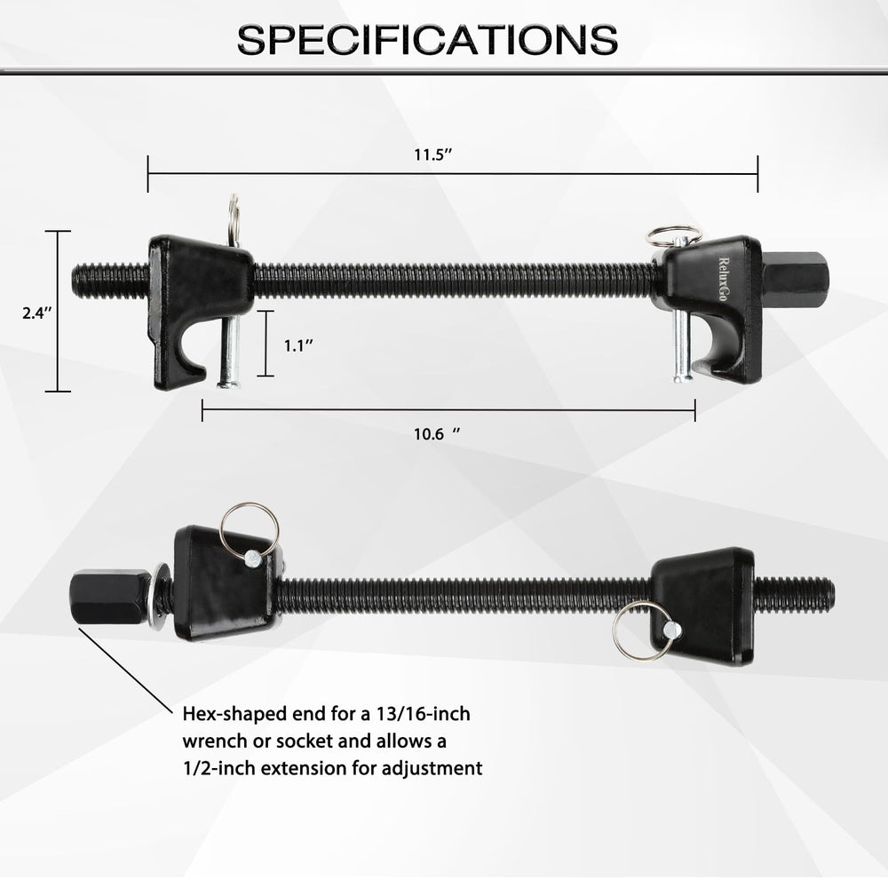 ReluxGo compressor in use on a MacPherson strut demonstrating controlled compression