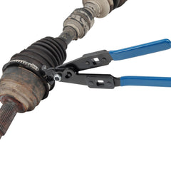 ReluxGo close-up of jaws and straight crimper profile ensuring even, leak-reducing clamp crimps
