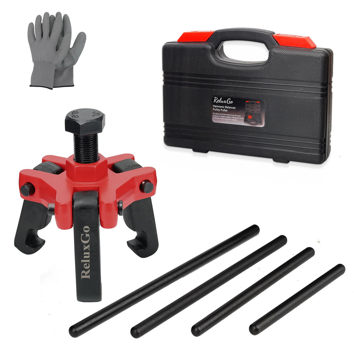 ReluxGo front view of puller kit showing parts and case, durable organized set