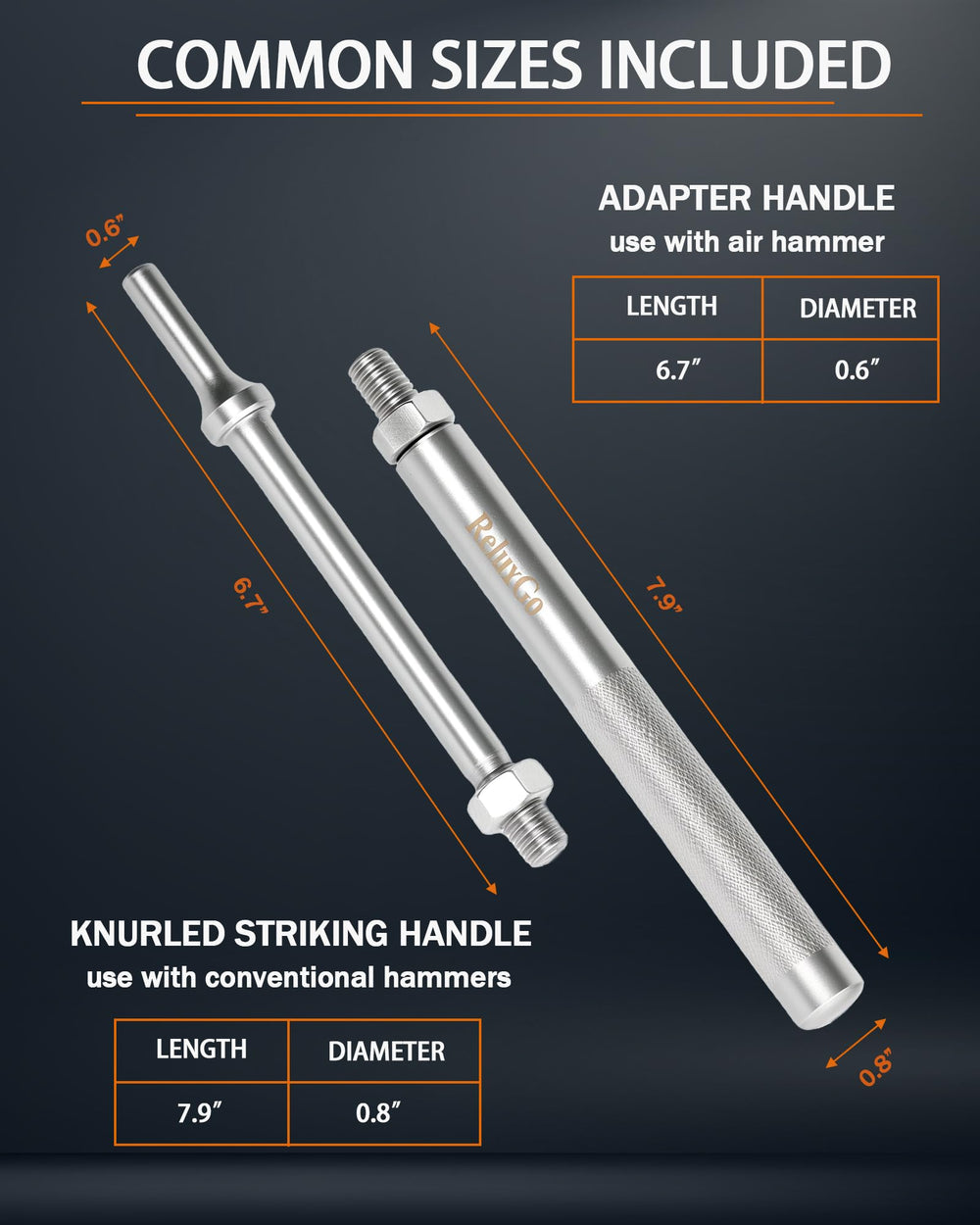 ReluxGo knurled striking handle detail for secure grip and better control