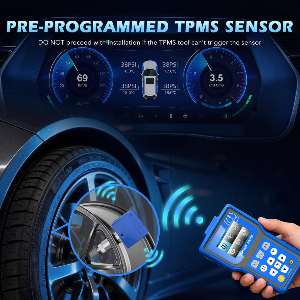 RENECTIV sensor being activated with TPMS tool showing simple programming