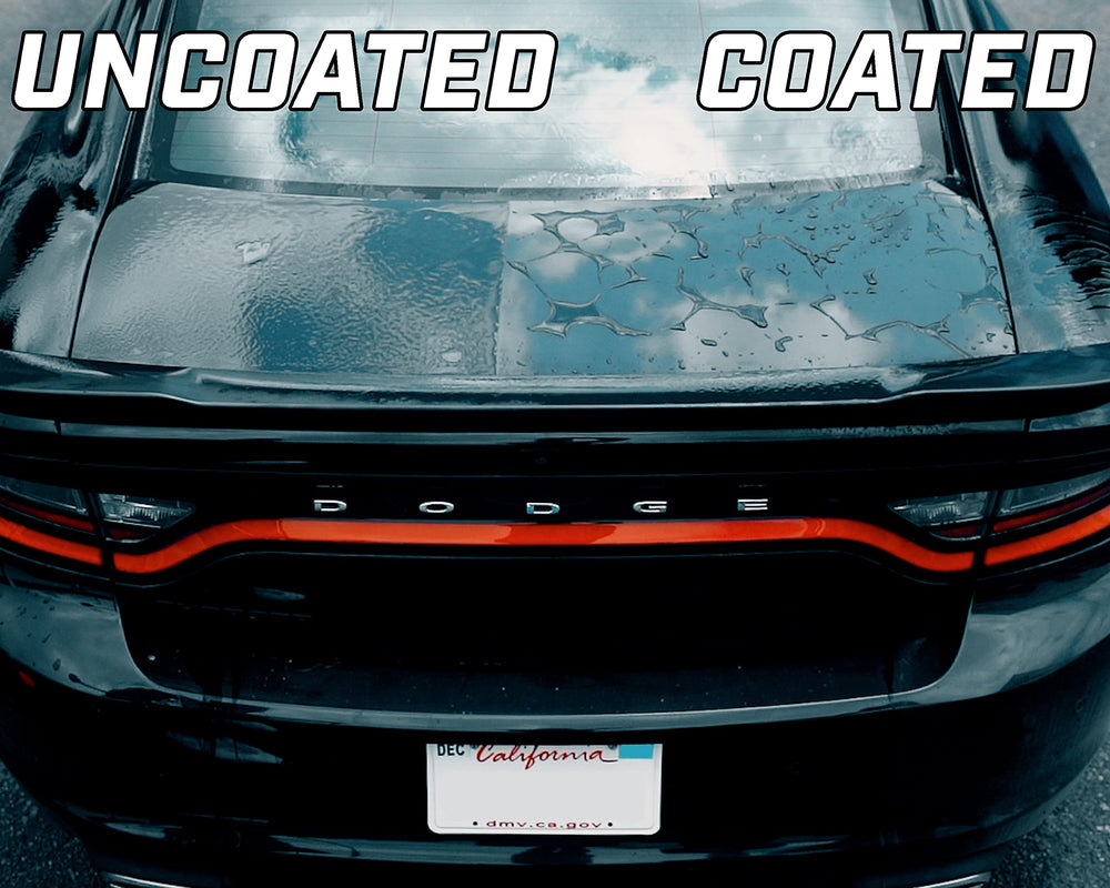 Renegade Products on a parked car in sunlight showcasing wet-look shine and improved curb appeal