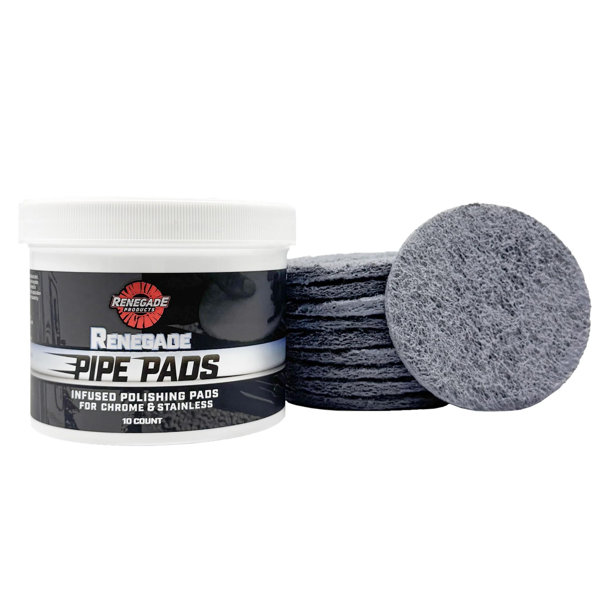 Renegade Products tub of Pipe Dream pads showing packaging and ready-to-use convenience