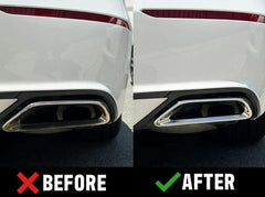 Renegade Products pad polishing chrome exhaust tip demonstrating fast on-the-go shine