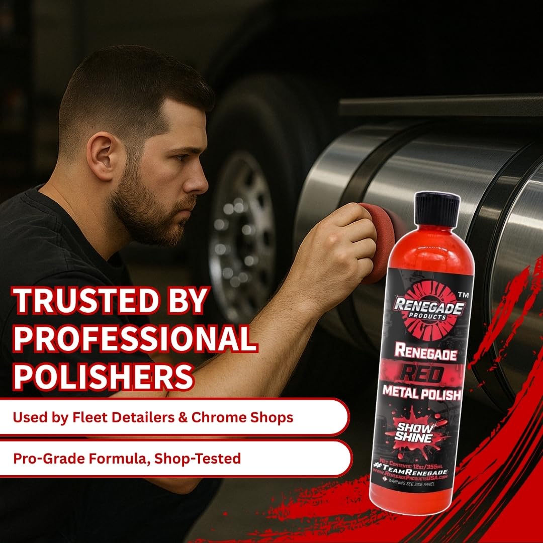 Renegade Products on chrome exhaust highlighting scratch reduction