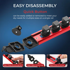 Reniteco clip detail with spring-loaded ball bearing for secure socket retention