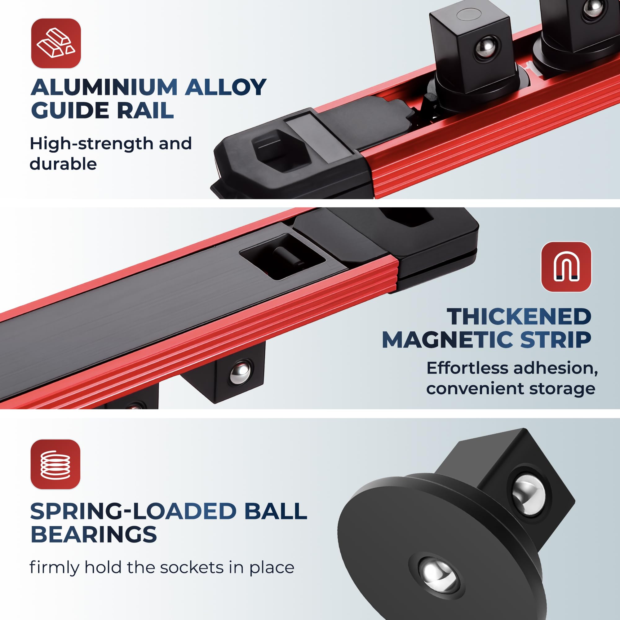 Reniteco rails mounted on pegboard maximizing vertical workshop storage benefit