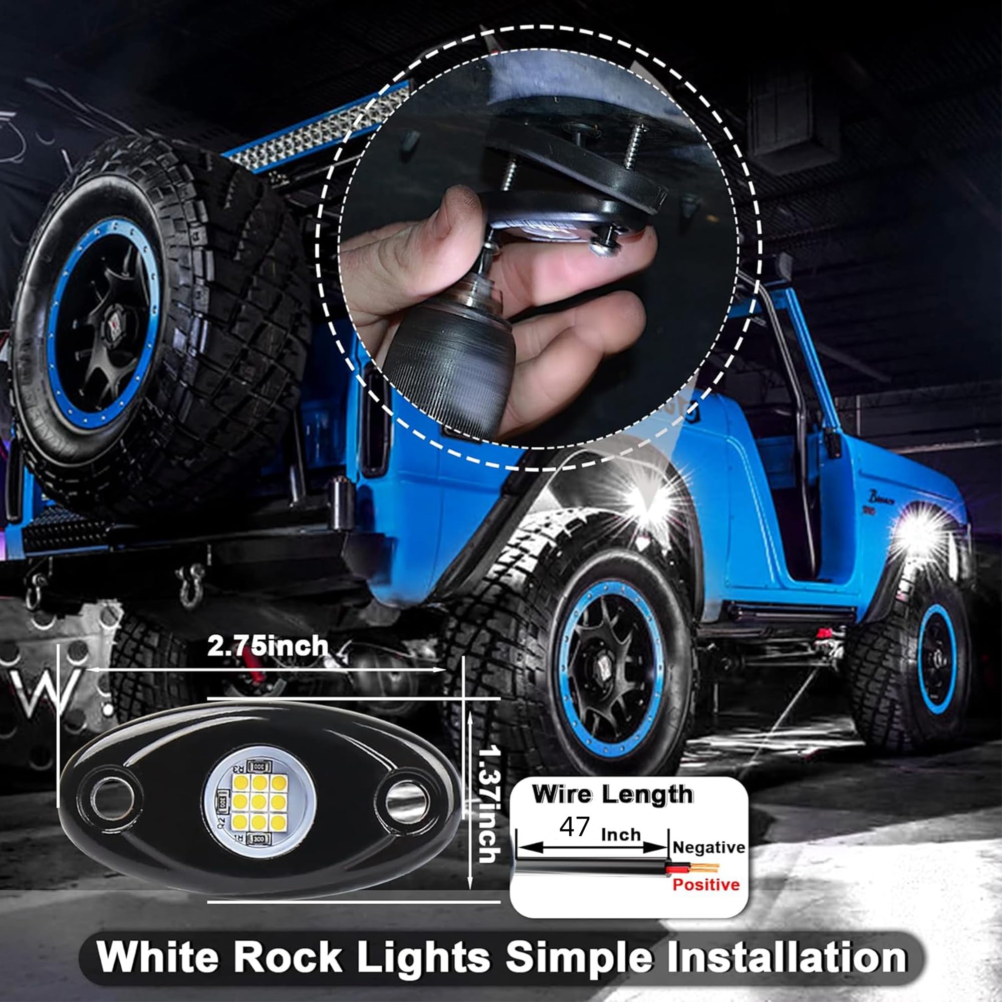RENMAII-LIGHT mounted under vehicle demonstrating robust underglow visibility and safety