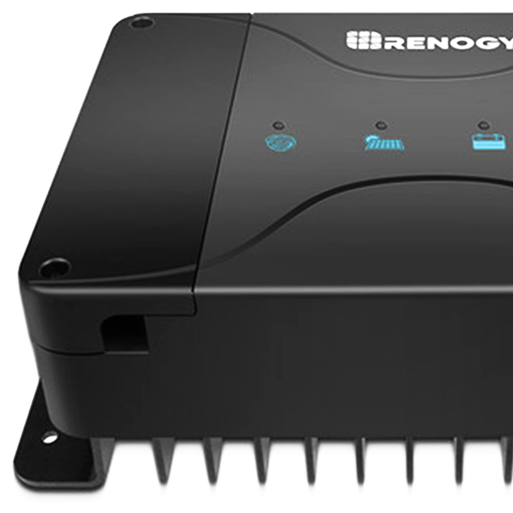Renogy charger close-up texture showing durable casing for mobile use