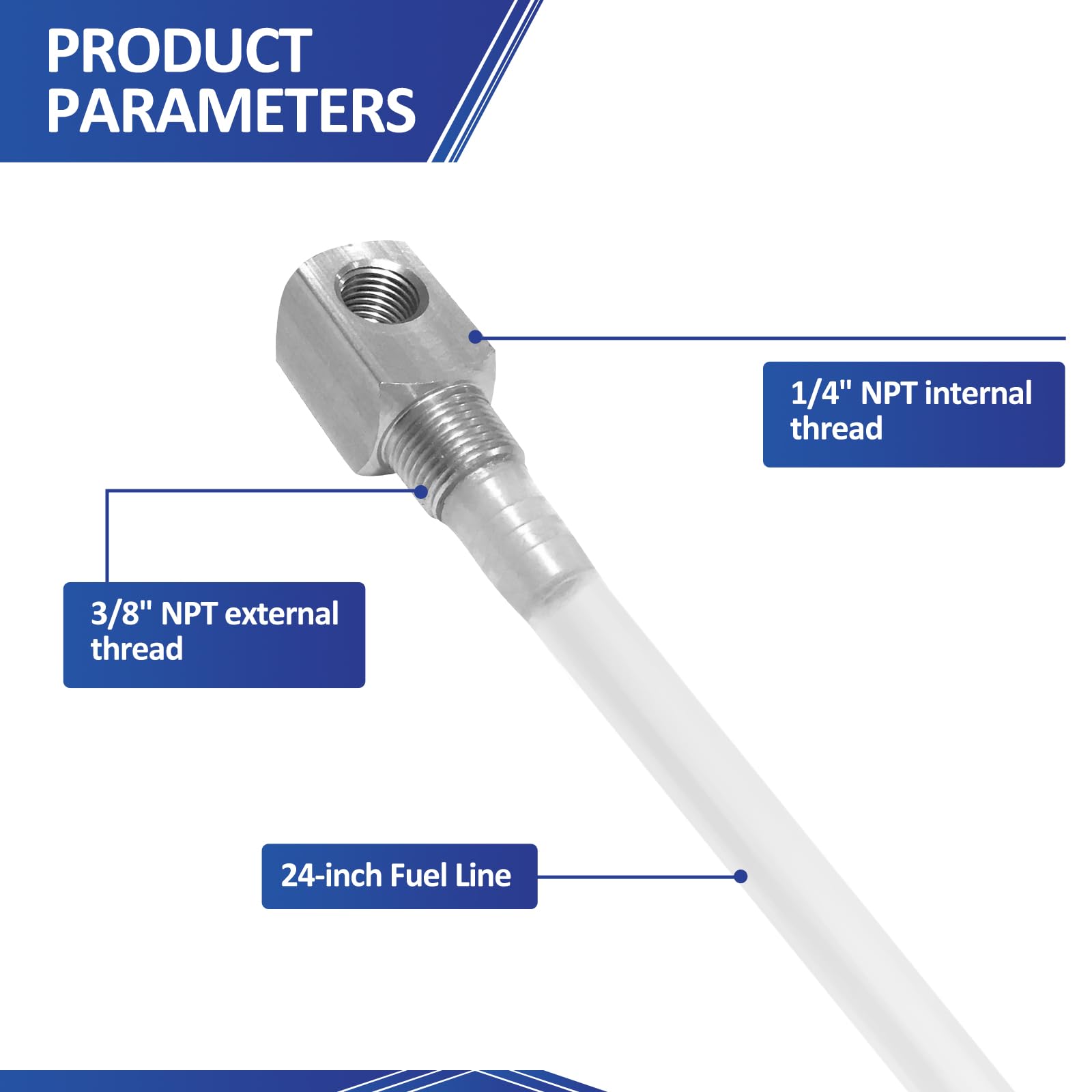 REPLACEMENTKITS.COM close-up of 3/8" and 1/4" NPT thread ends highlighting secure attachment