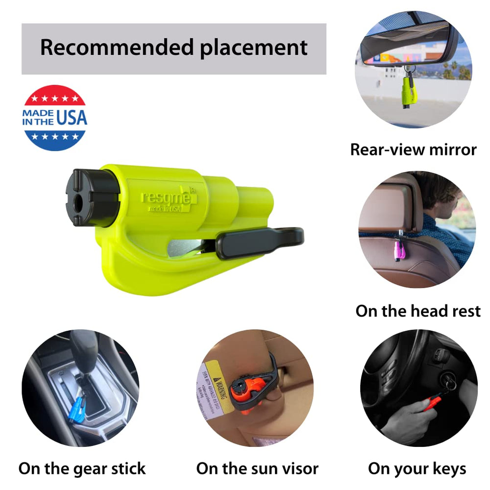 RESQME clipped to visor for immediate reach and driver safety