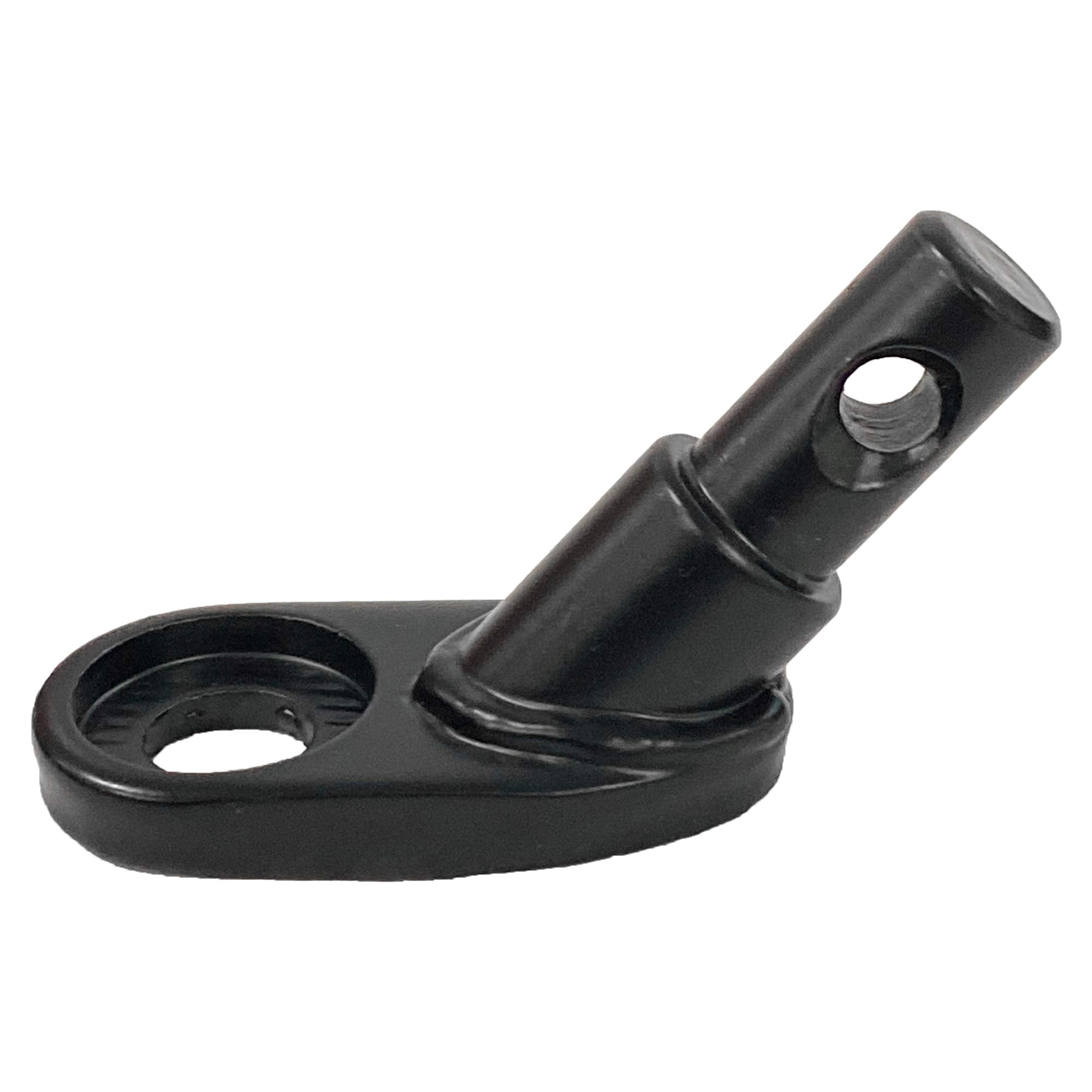 Retrospec 45-degree welded hitch arm close-up showing sturdy steel construction benefit