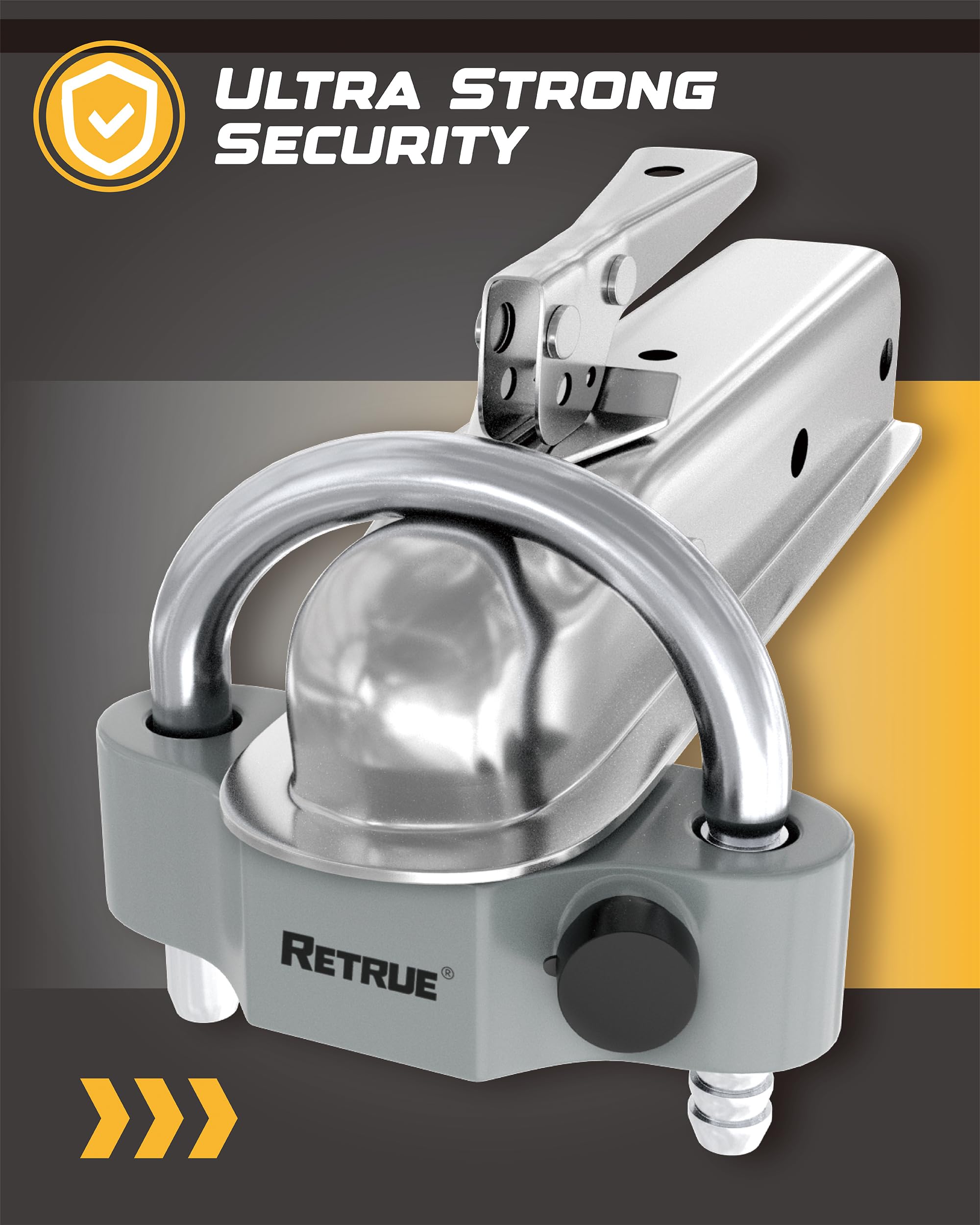 RETRUE lock cylinder and thick key close-up, highlighting tamper resistance