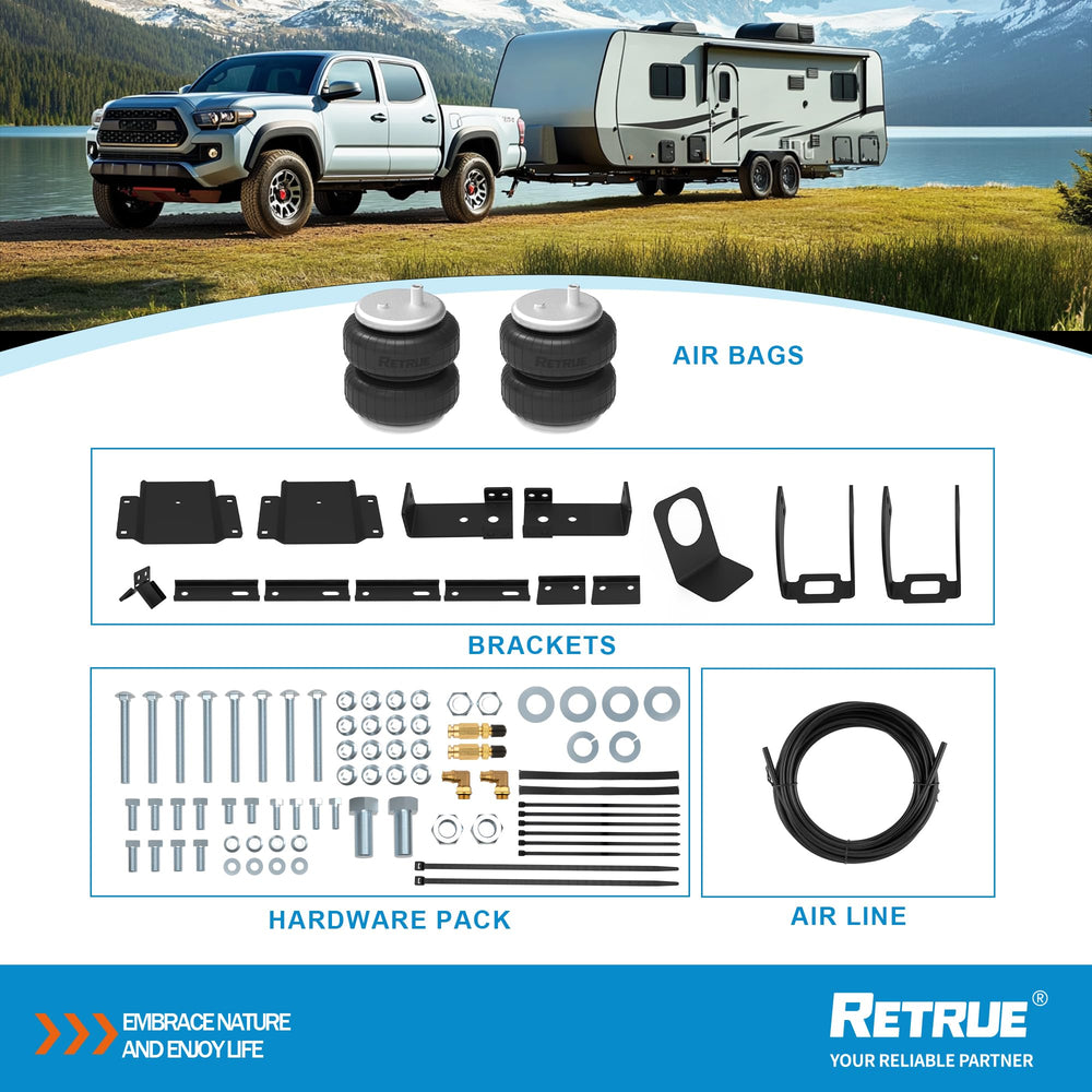 RETRUE Tacoma hauling trailer with rear leveled for safer towing
