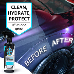 Rev Auto wrap shampoo bottle close-up highlighting label and texture protection