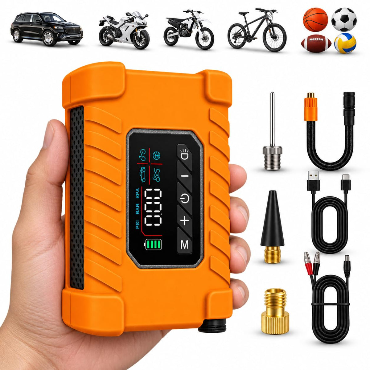 Revv Gear front view of compact inflator showing portability and ready use