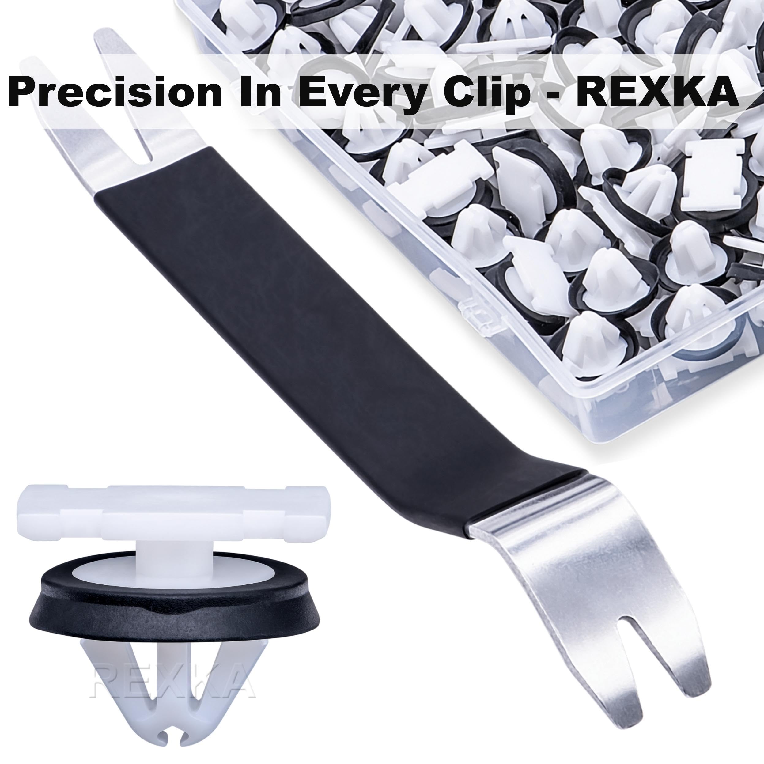 Rexka clip close-up showing dimensions for accurate OEM fit