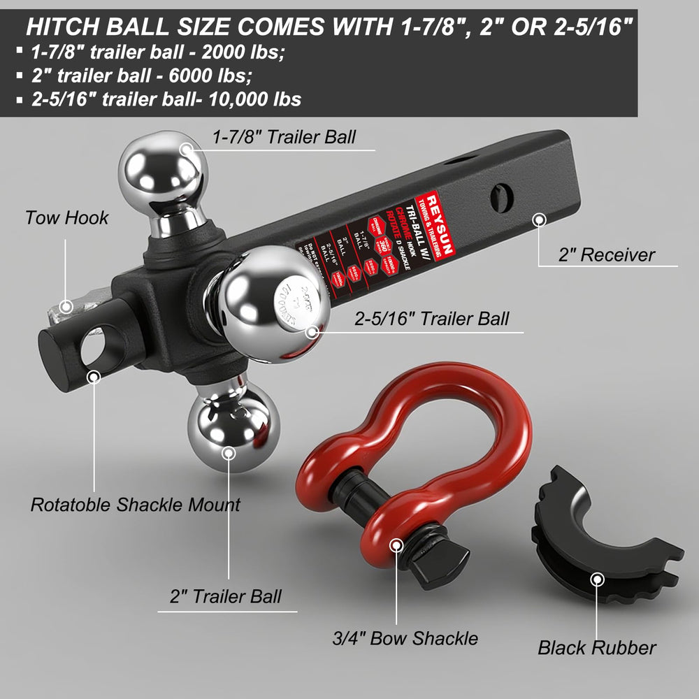 REYSUN hitch installed in a 2-inch receiver on truck demonstrating fit and clearance