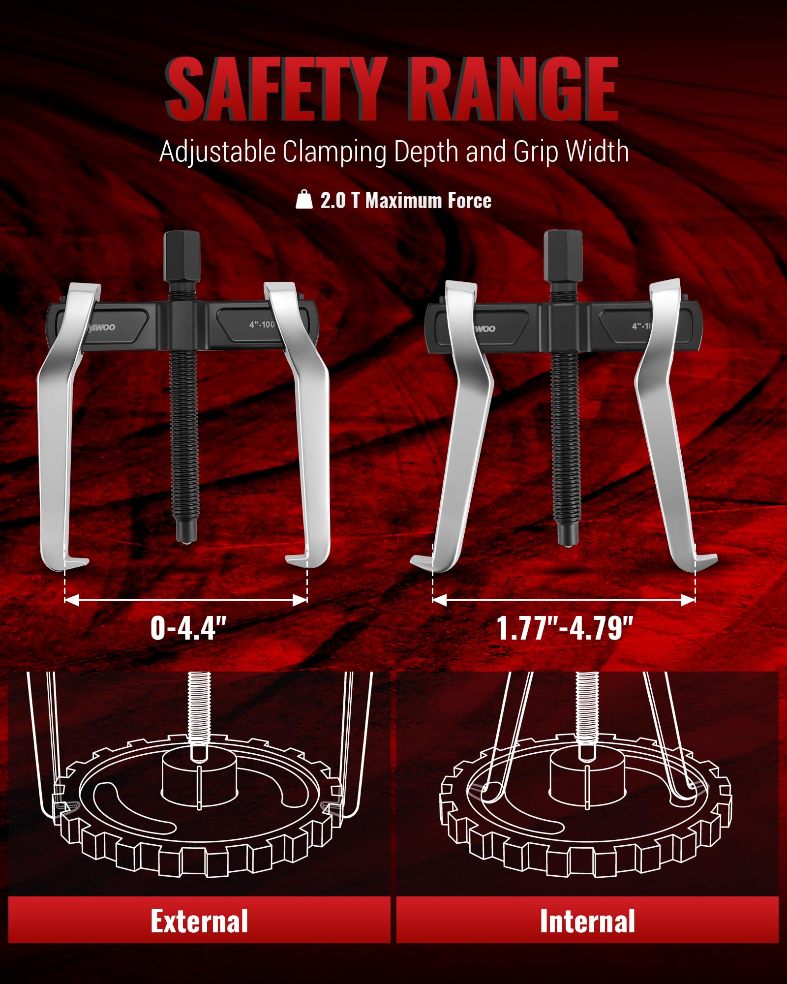 Reywoo reversible jaw close-up highlighting dual-position arms for both internal and external pulls