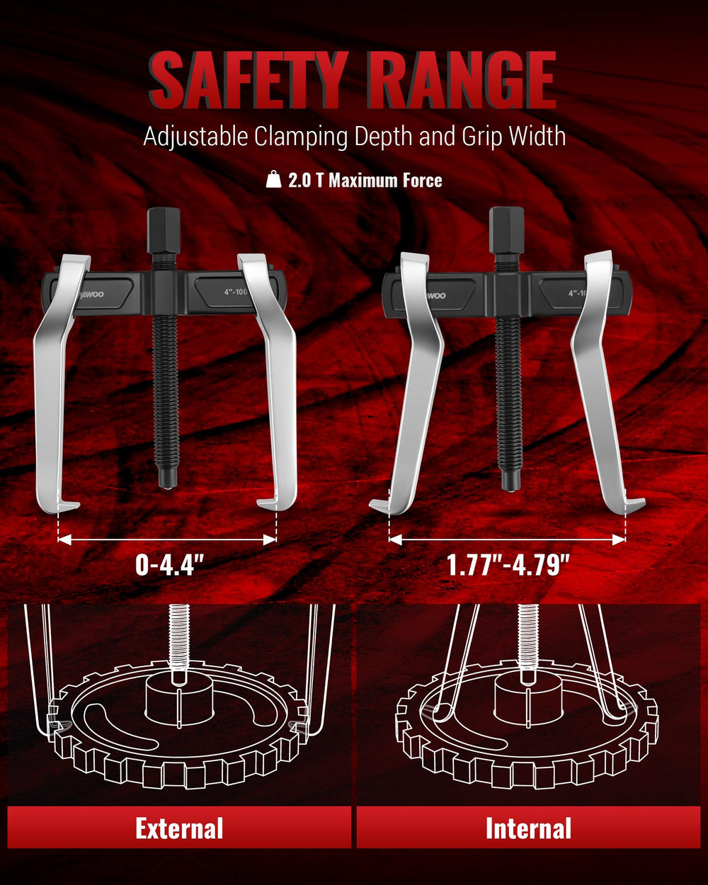 Reywoo reversible jaw close-up highlighting dual-position arms for both internal and external pulls