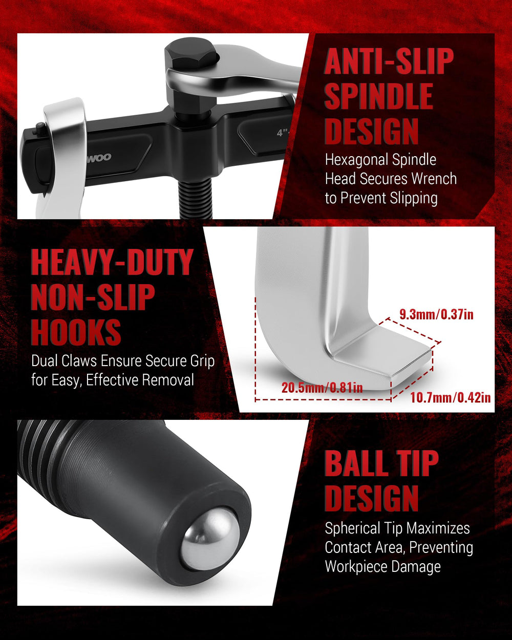 Reywoo size comparison next to a standard wrench showing compact scale and portability benefits