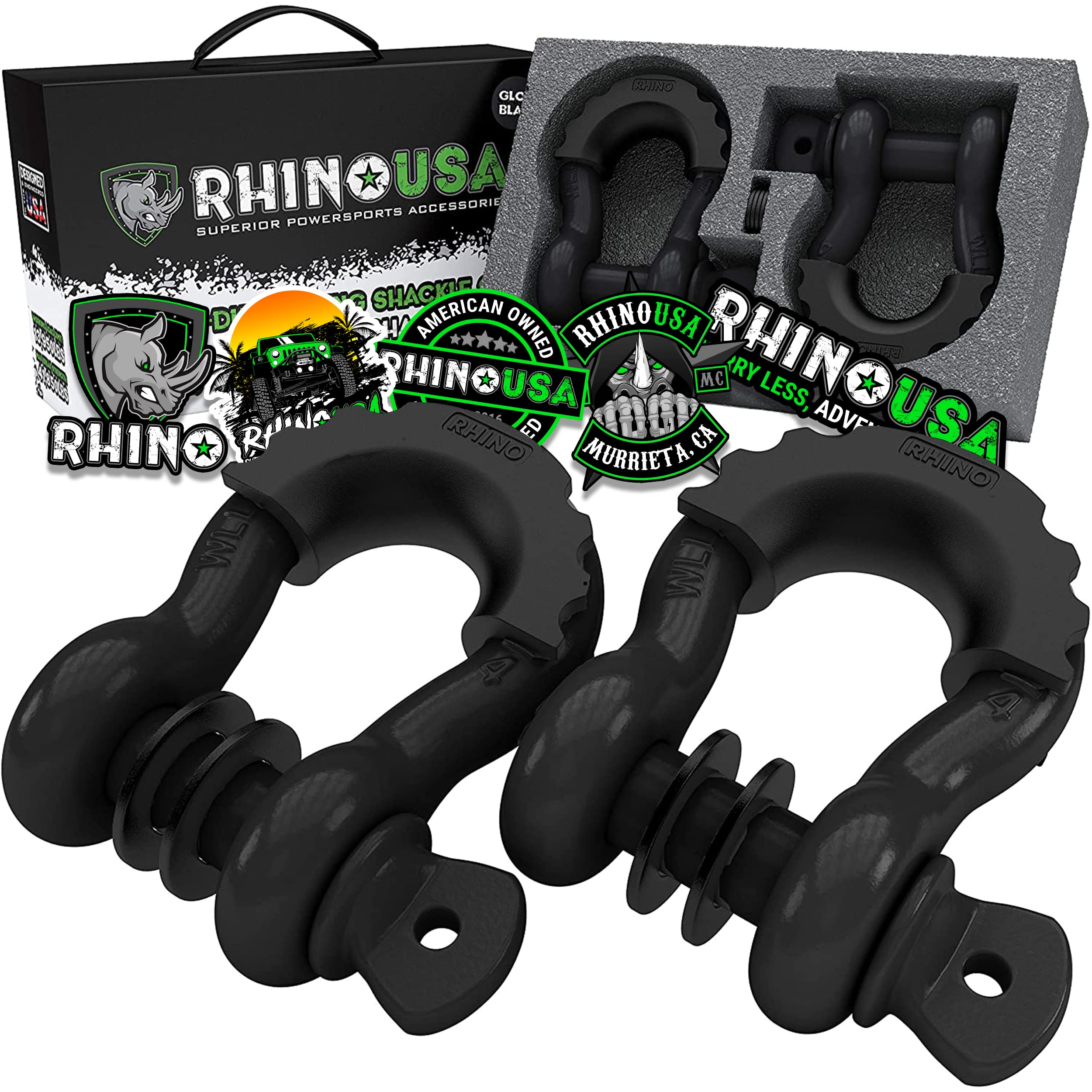 Rhino USA D-ring 2-pack front view showing robust build and secure fit