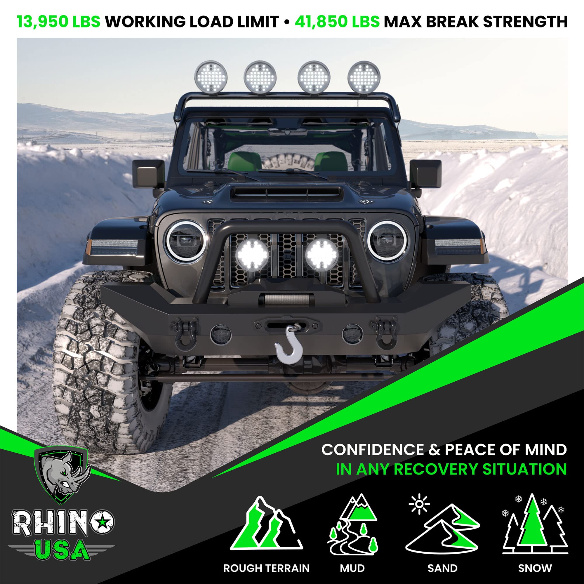 Rhino USA D-ring in hand showing compact size and heavy-duty strength