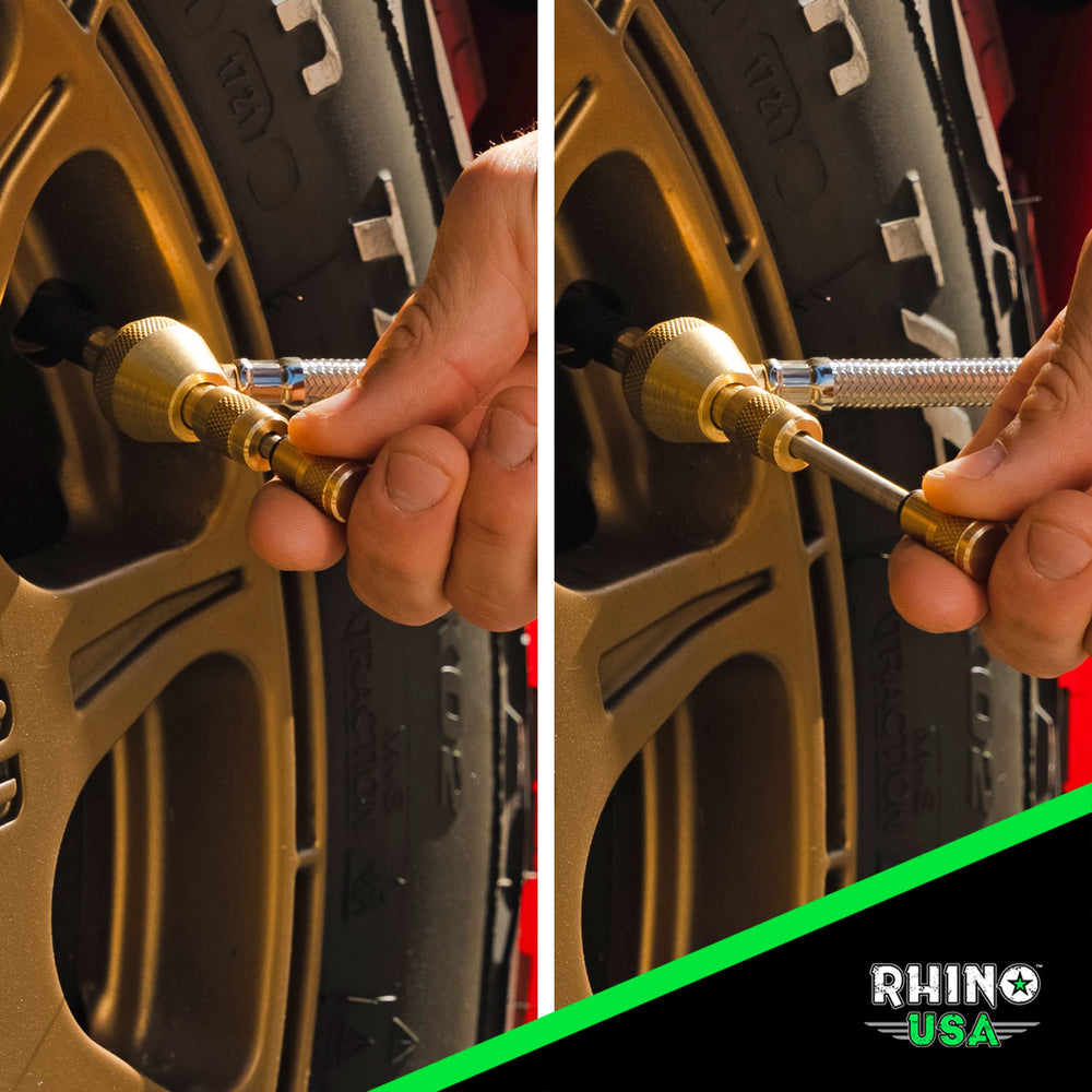 Rhino USA handheld size comparison in a hand, demonstrates portable, easy-to-store convenience
