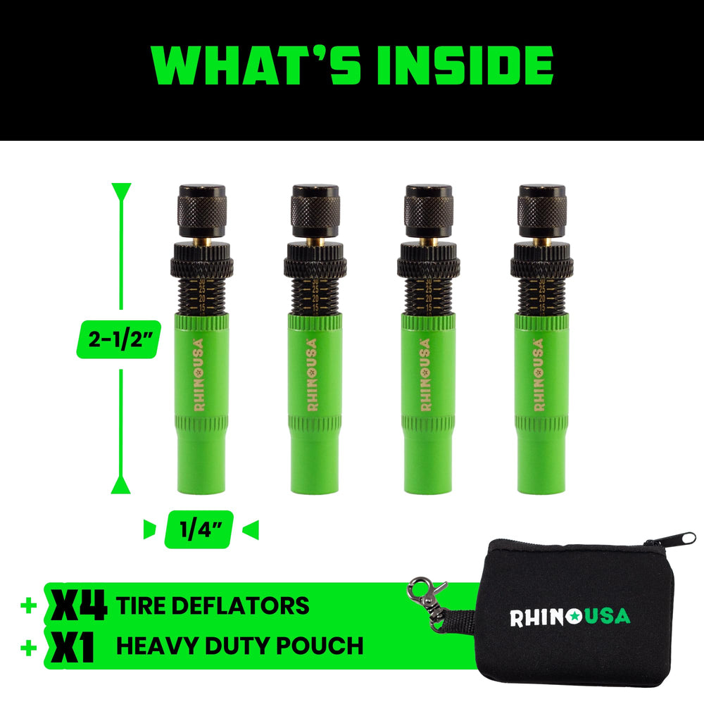 Rhino USA storage pouch with four deflators neatly organized for compact, on-vehicle storage