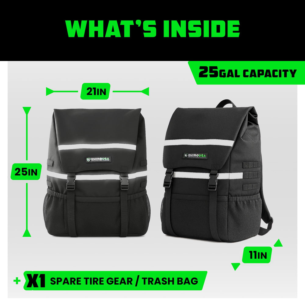 Rhino USA bag filled with muddy boots and camp gear, protects interior from mess